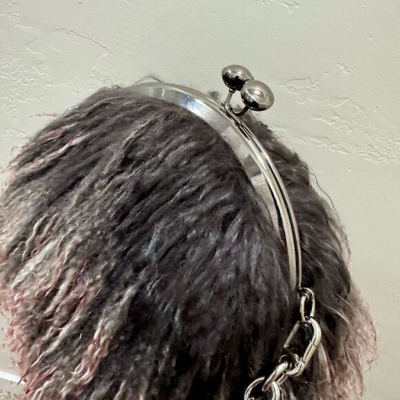 Handmade Gradient Color Real Mongolian Lamb Fur Kisslock Shoulder Bag/Crossbody - Picture 13 of 14
